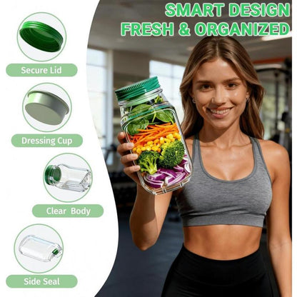 Fresh Pod - Mason Style Salad Container - Daily Commute - Lunch Jar - BPA Free Leakproof