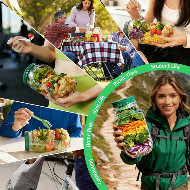 Fresh Pod - Mason Style Salad Container - Daily Commute - Lunch Jar - BPA Free Leakproof