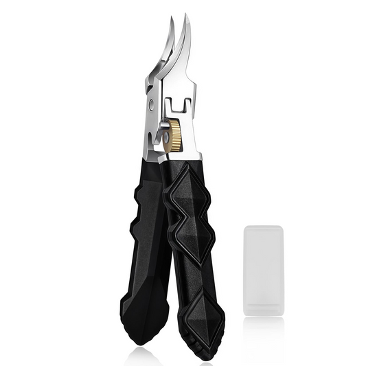 2026 New Upgrade Black Anti-Slip Grip Gear Lock Nail Clipper Set with Ultra-Sharp Tips for Precise Access to Nail Grooves, Angled Nail Clippers for Thick Nails for Men Women