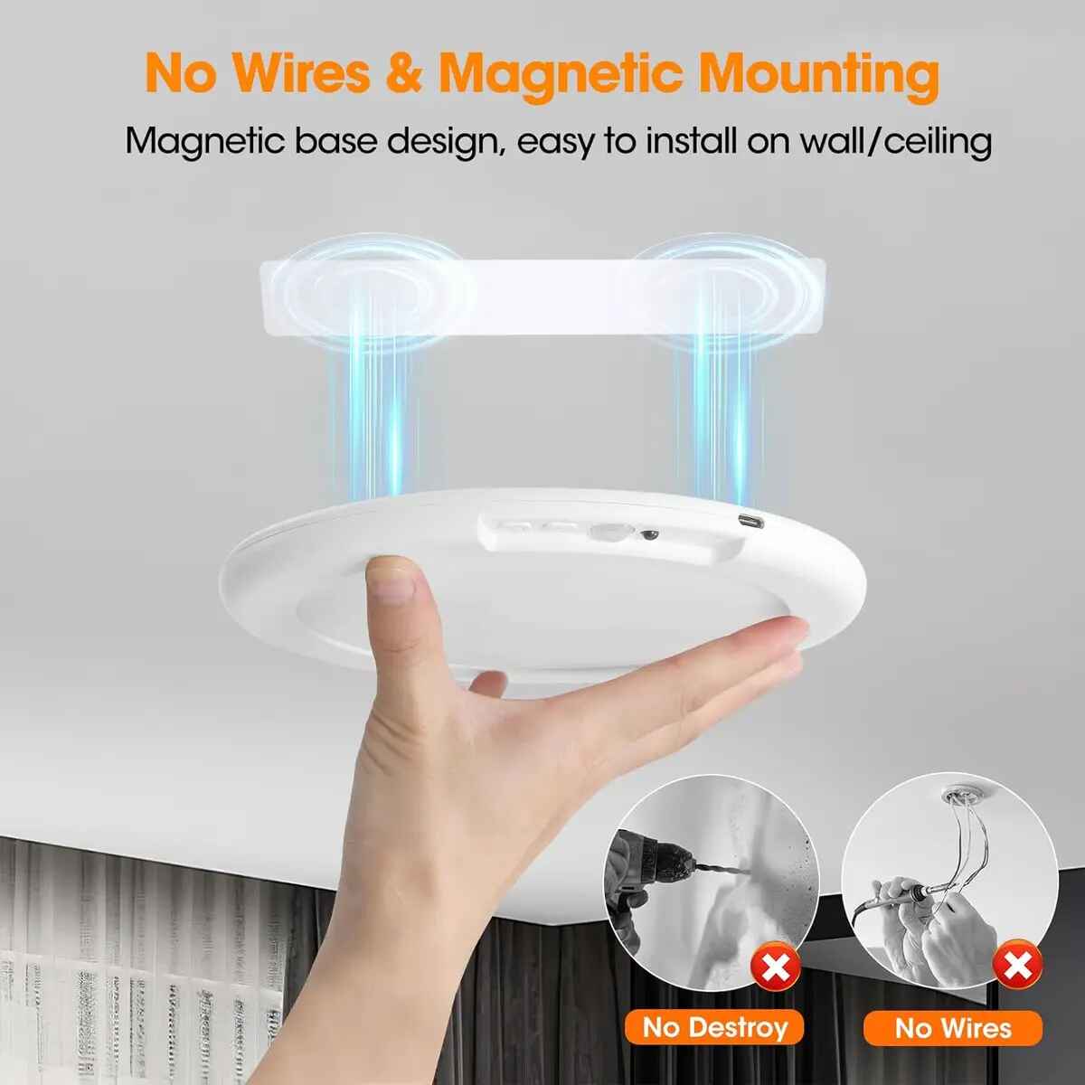 ✨ Rechargeable Motion Sensor Ceiling Light – Auto-On/Off, Magnetic Mount & Waterproof for Closet, Stairs, Garage & Balcony 🔦🏡