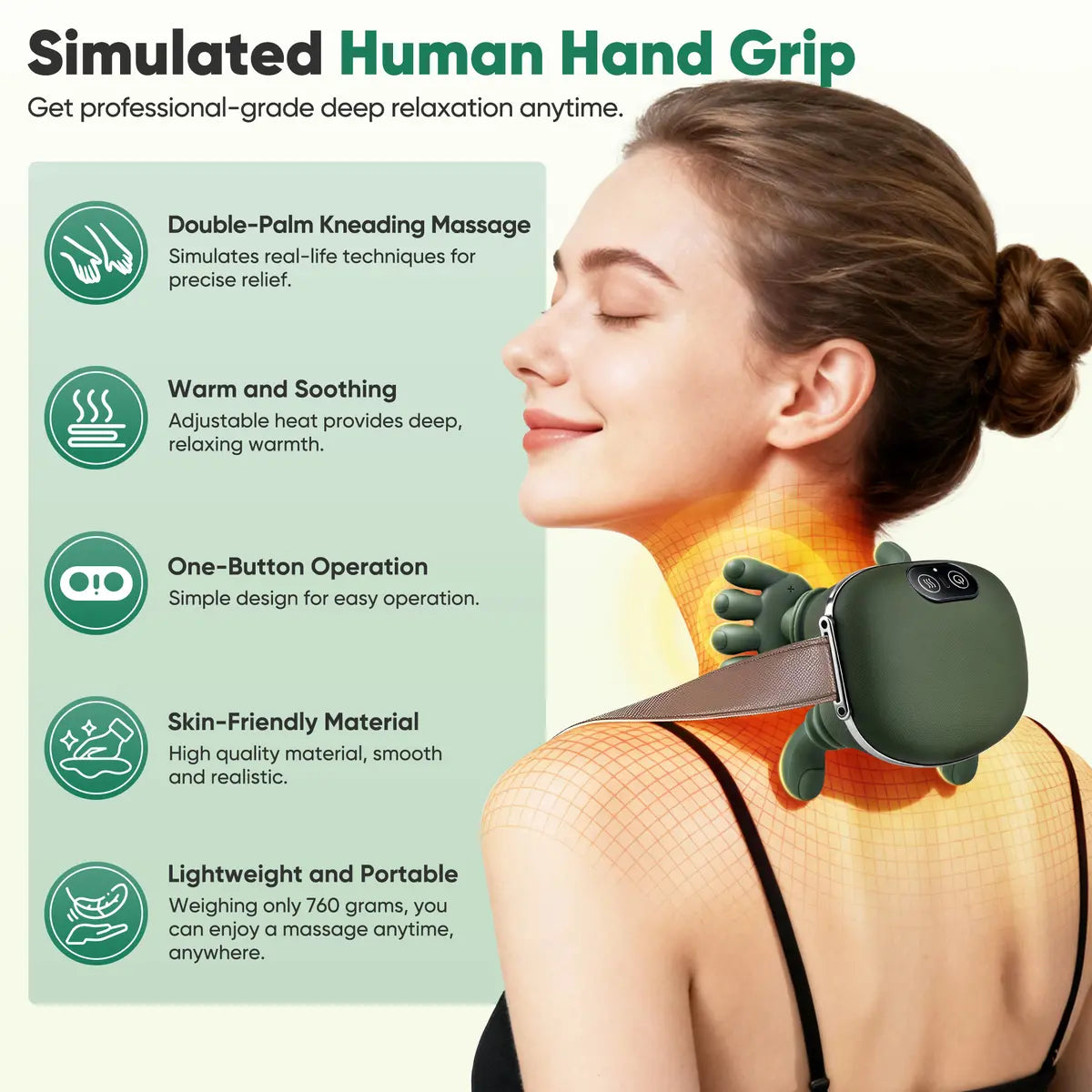⚡Flash Sale 37% OFF🔥 Bionic Hand Heated Massager Wireless Portable Electric Acupressure 4D Kneading Massage