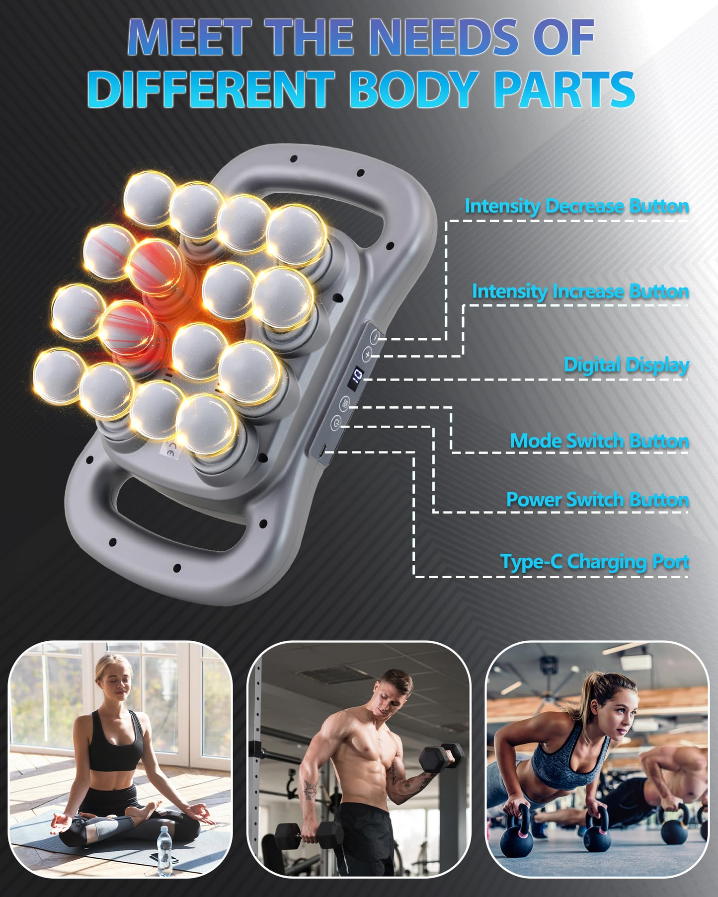 ⚡Flash Sale 70% OFF🔥 16-Head Massage Gun, Deep Tissue Percussion Massager