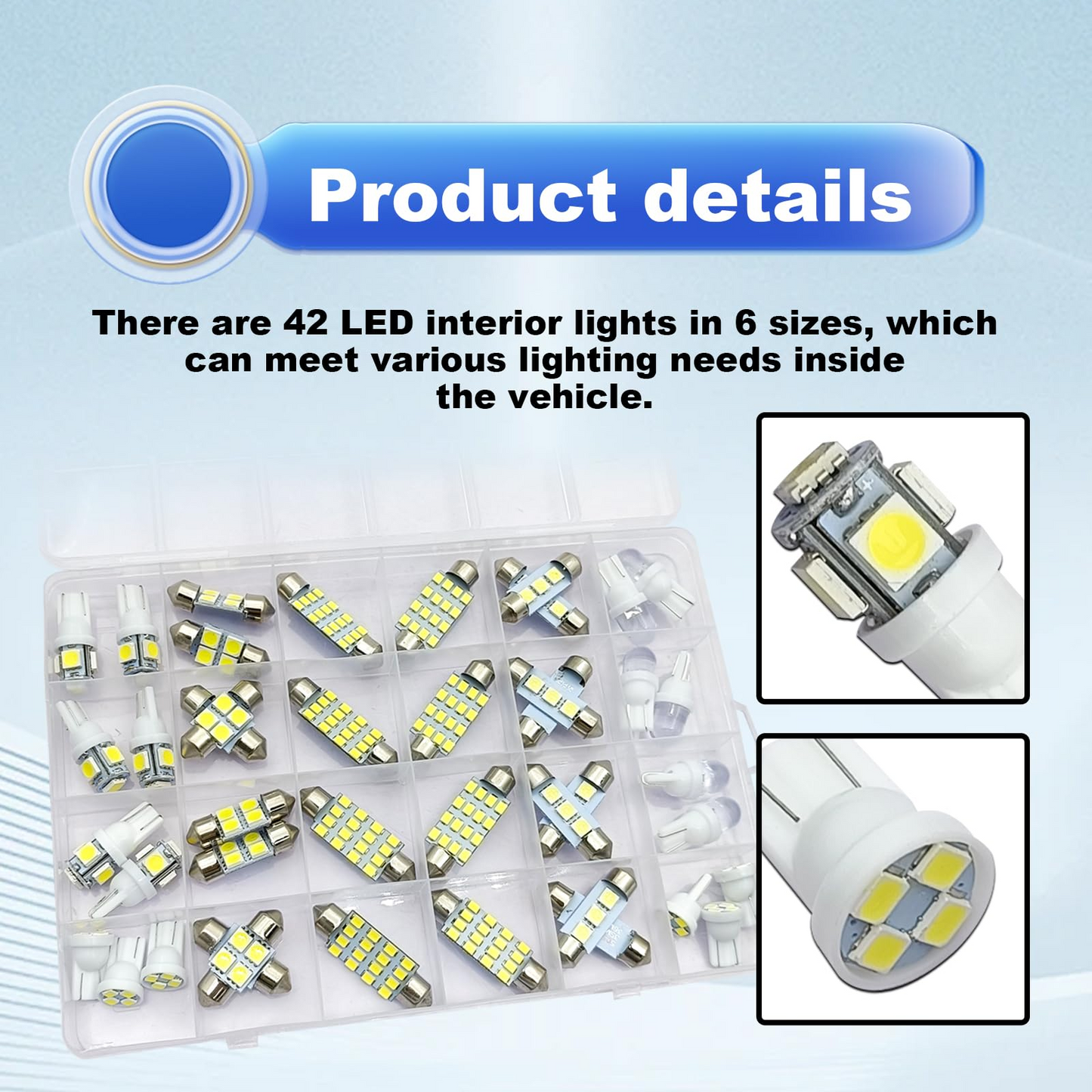 42 Pieces Interior Car Lights Kit