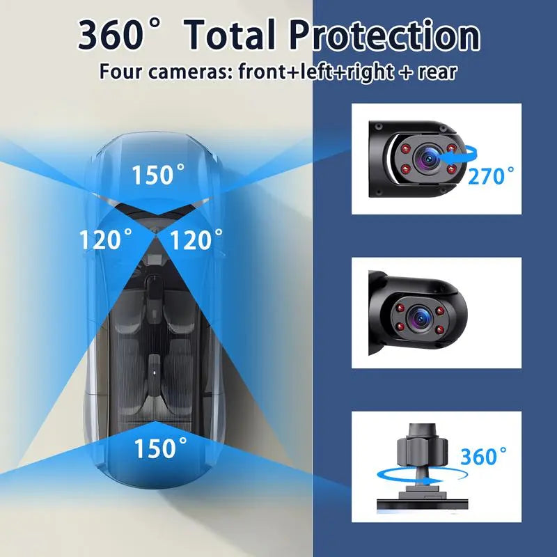 ⚡Flash Sale 35% OFF🔥 Full view 4 Channel Car Dash Cam 1080P HD DVR Night Vision