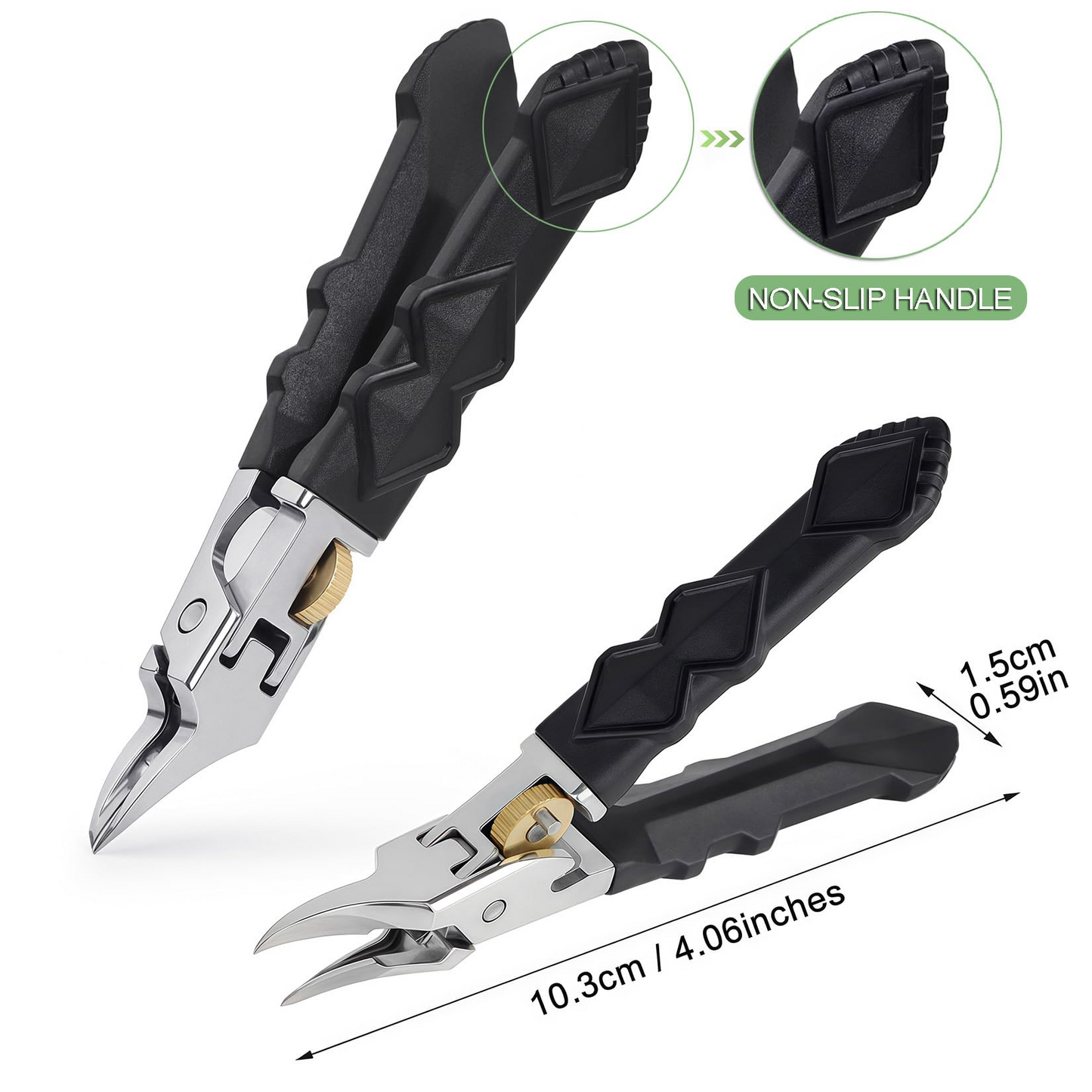2026 New Upgrade Black Anti-Slip Grip Gear Lock Nail Clipper Set with Ultra-Sharp Tips for Precise Access to Nail Grooves, Angled Nail Clippers for Thick Nails for Men Women