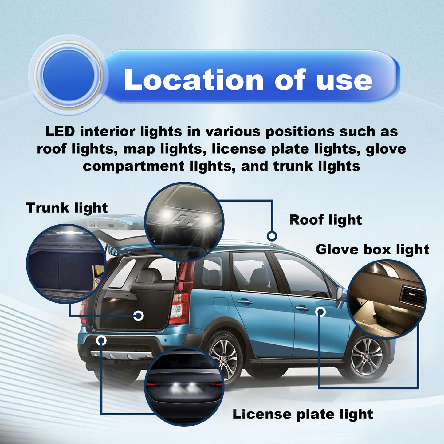 42 Pieces Interior Car Lights Kit