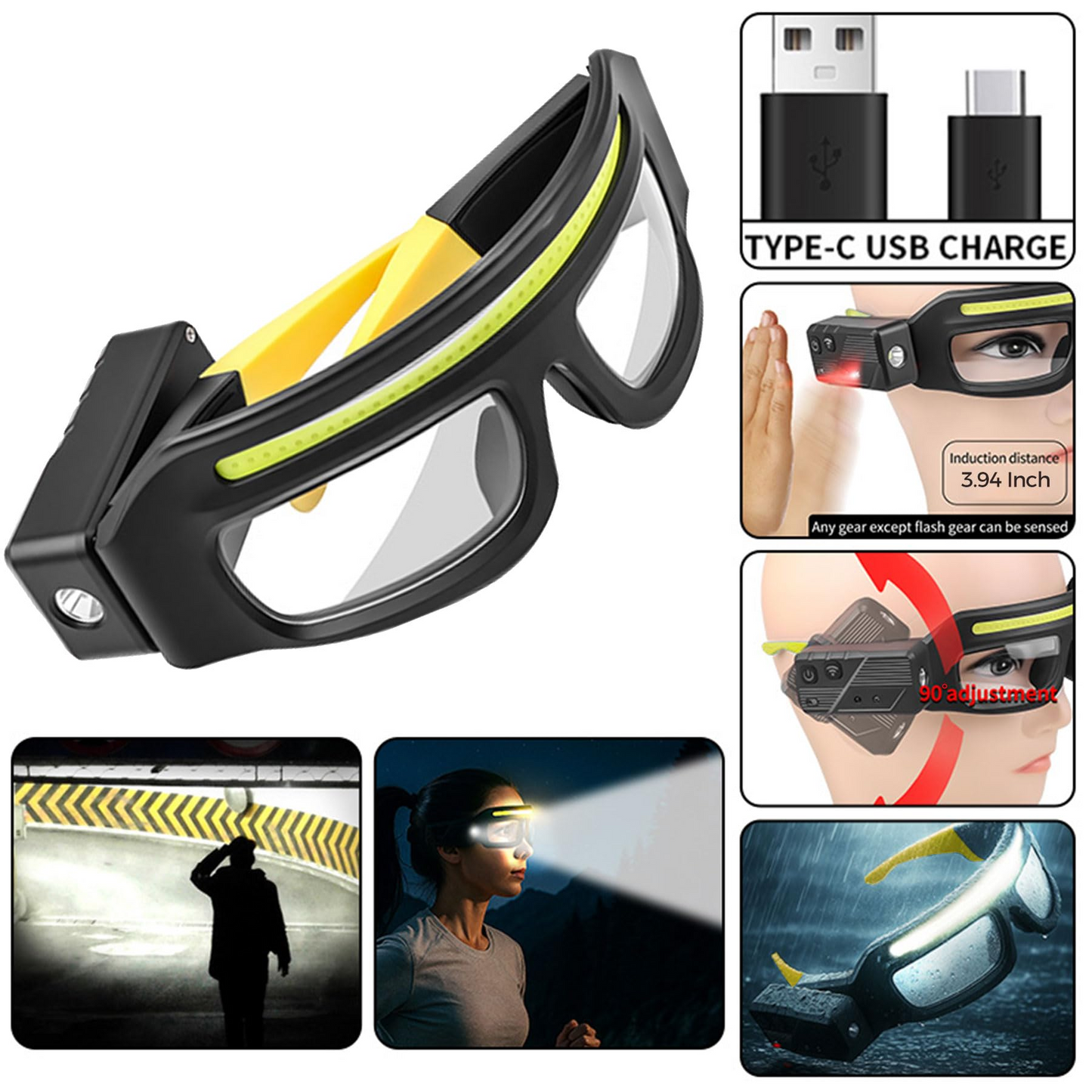 Ultra-Lightweight Motion-Sensing Headlamp with XTE+COB Dual Light Source