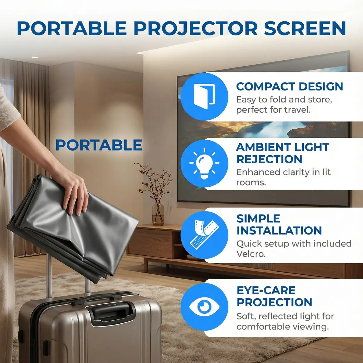 LAST DAY 50% OFF 🔥 Black Border ALR Screen - Home Theater - Foldable Projector Screen - Daytime Viewing Upgrade 🎥