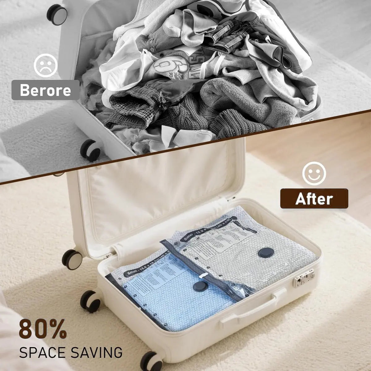 [2026 Upgraded VacBrid] Cordless Vacuum Compression Bag Set – 15 Pack