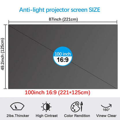 LAST DAY 50% OFF 🔥 Black Border ALR Screen - Home Theater - Foldable Projector Screen - Daytime Viewing Upgrade 🎥