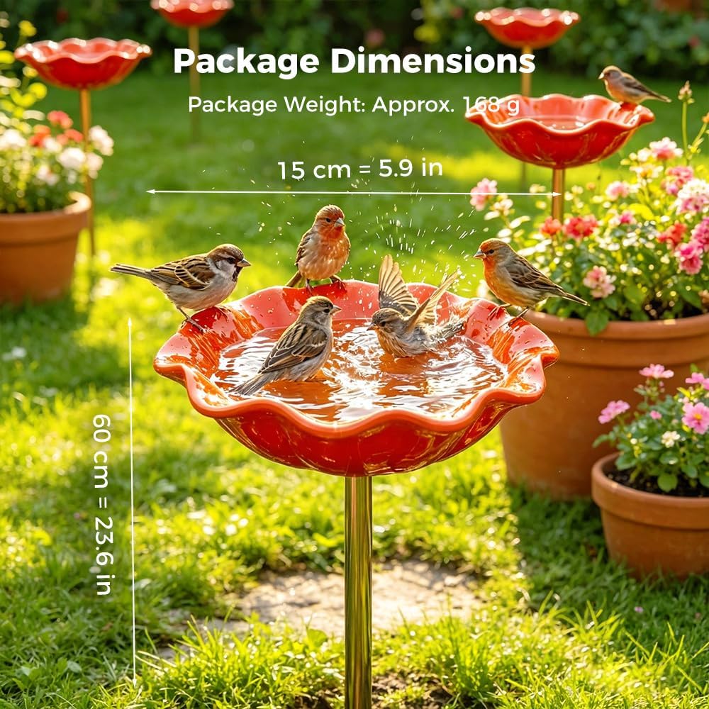 Floral Bird Bath Garden Stake