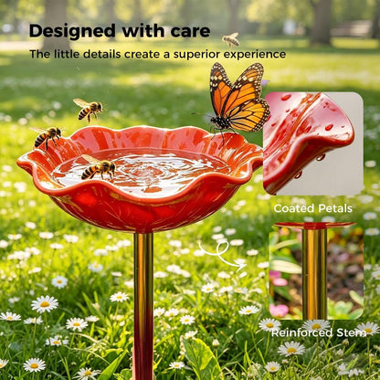 Floral Bird Bath Garden Stake