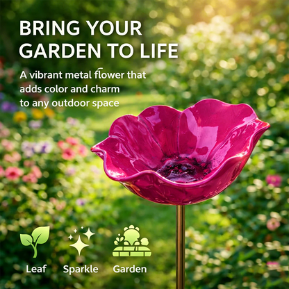 Floral Bird Bath Garden Stake