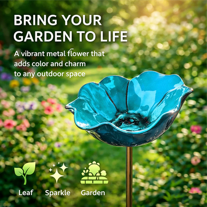 Floral Bird Bath Garden Stake