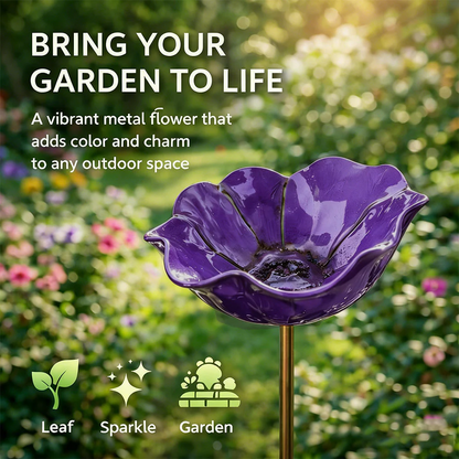 Floral Bird Bath Garden Stake