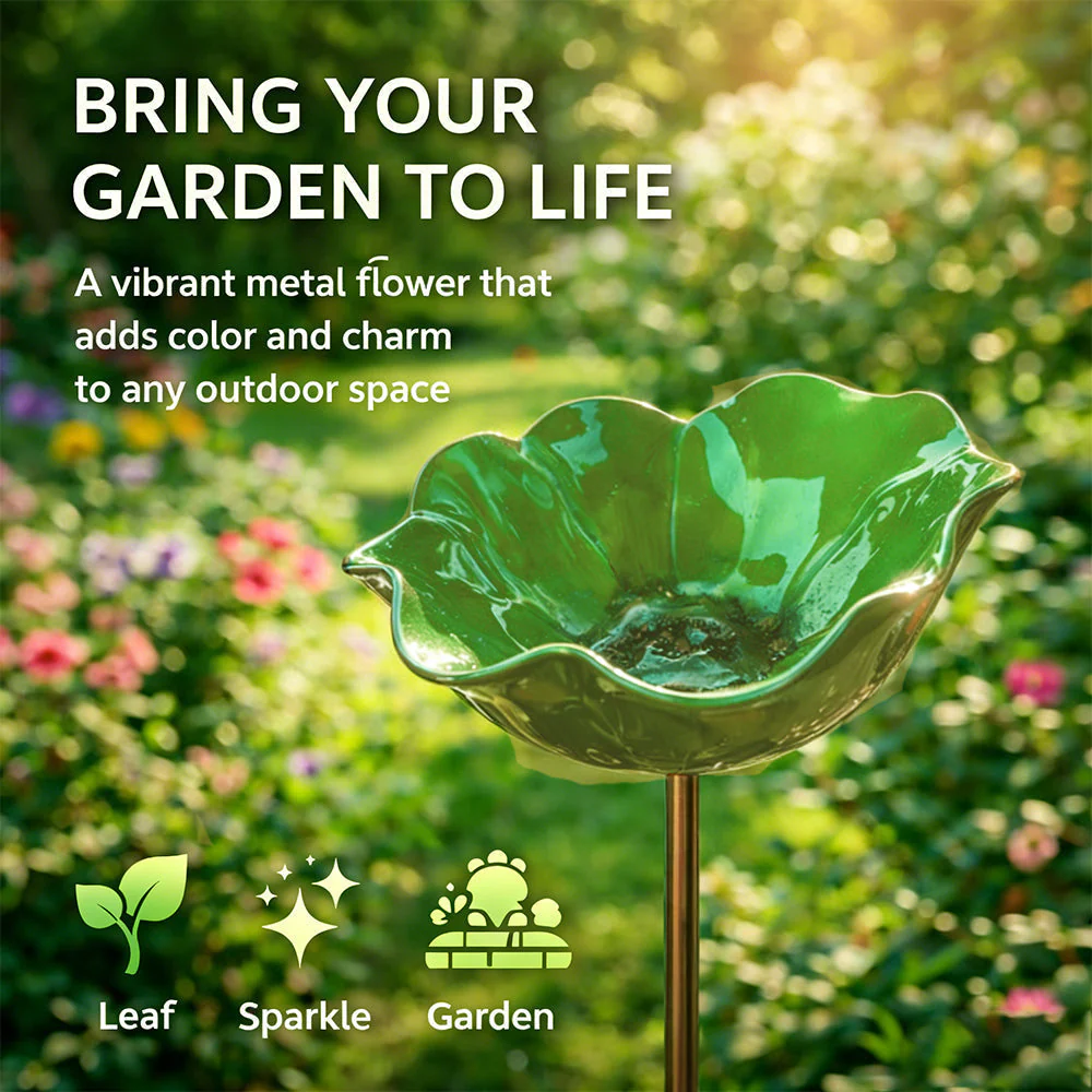 Floral Bird Bath Garden Stake
