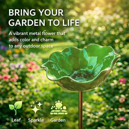 Floral Bird Bath Garden Stake
