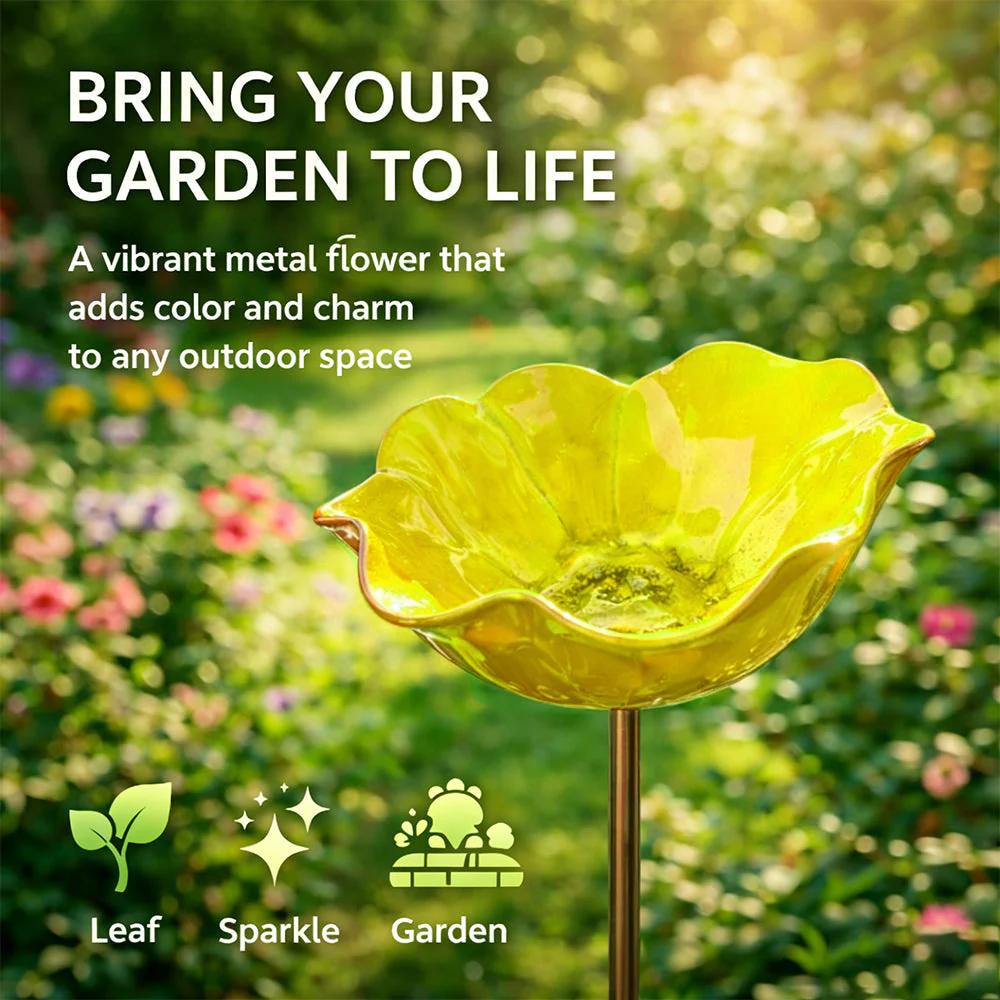 Floral Bird Bath Garden Stake
