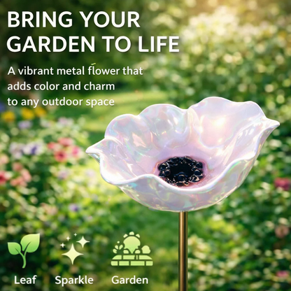 Floral Bird Bath Garden Stake