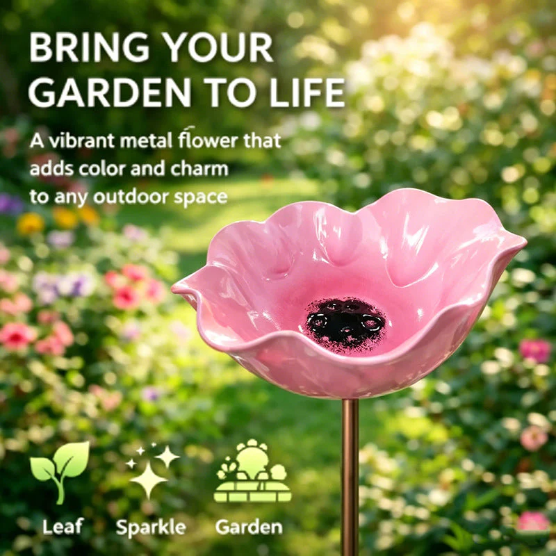 Floral Bird Bath Garden Stake