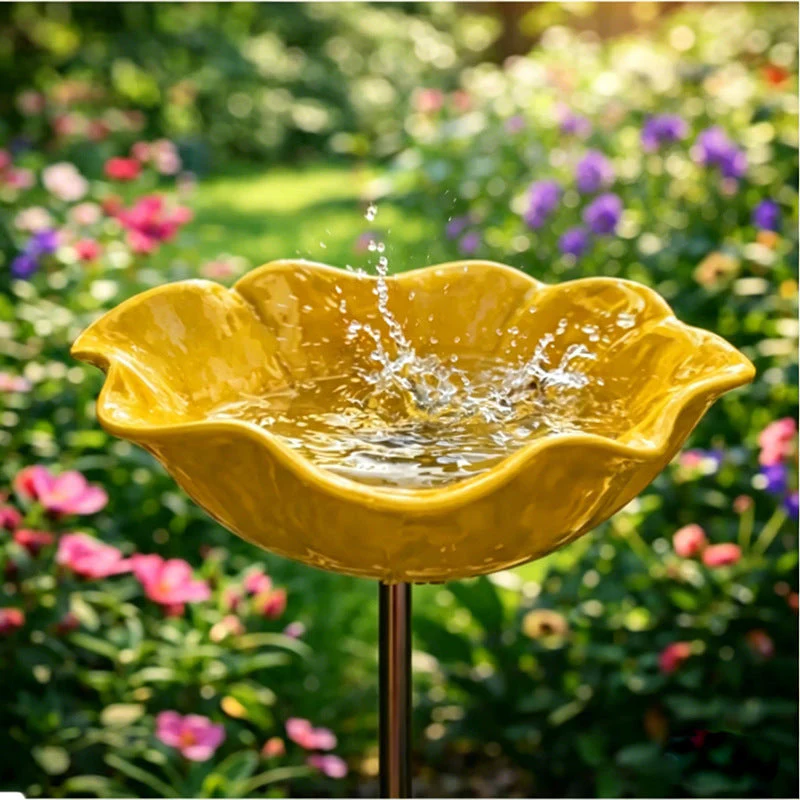 Floral Bird Bath Garden Stake