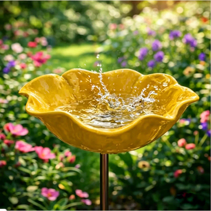 Floral Bird Bath Garden Stake