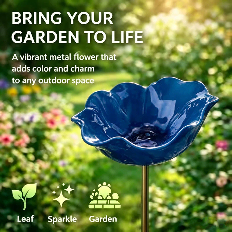 Floral Bird Bath Garden Stake